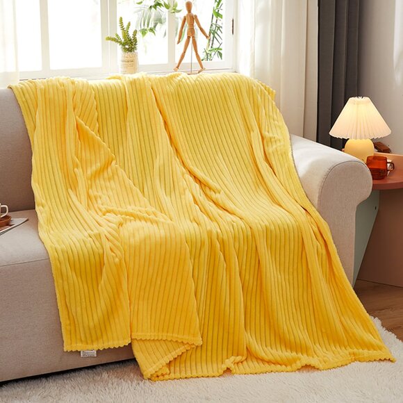 SOGA Yellow Throw Blanket – Soft Cozy Warm Blanket for Bed, Sofa & Couch - Picture 7 of 13